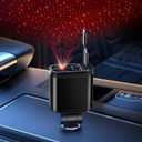 Starlight Retractable Car Charger with Retractable Cables, Starlight in Car Roof 4 in 1 Super Fast Car Phone Charger, 2 USB Ports Starry Sky Adapter, Compatible with iPhone 15 14 13 (Deep Black)