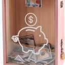 Clear Piggy Bank with Lock, Large Money Saving Money Bank Box Container for Cash Saving, Openable Clear Money Coin Change Bank Container Penny Piggy Bank for Adults Kids, Pink