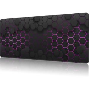 Mouse Pad Large Electric Glow Hexagonal Non-Slip Gaming Desk Mat with Stitched Edge Laptop Keyboard Desk Pad for Work Home Gaming (35.4 x 15.7 Inches)