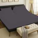 Luxury Split Head King Size 4 Piece 100% Egyptian Cotton 1000 Thread Count Split Top Sheets for Sleep Number Bed Flex Head King 34" Top Split Sheets to fit Upto 18" Deep Mattress - Dark Grey Stripe