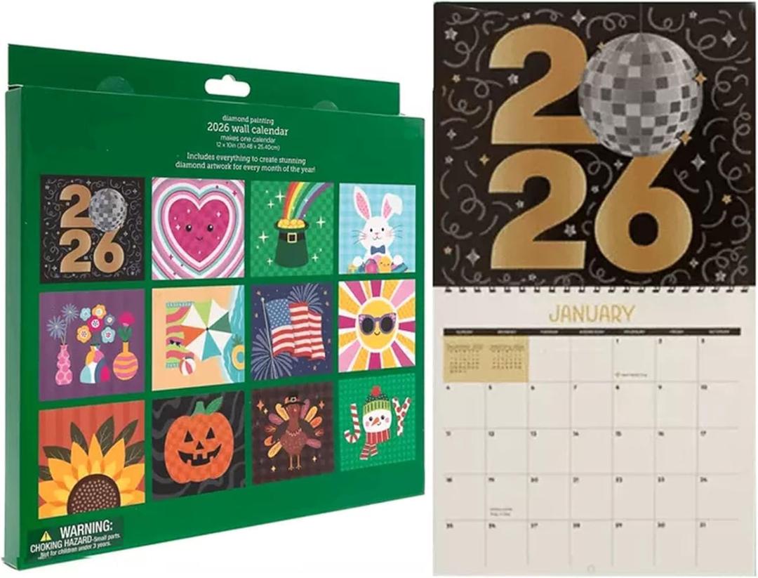 Diamond Art Calendar 2026, DIY Diamond Art Calendar, 12-Month Flip Wall Calendar with To Do List, Diamond Calendars 2026 for Home Office Decoration