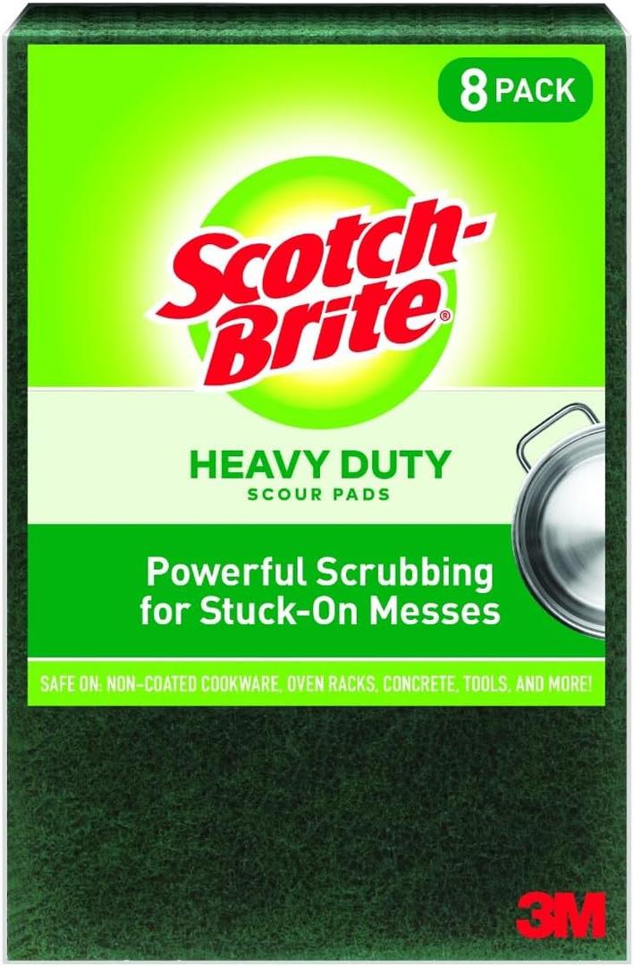 Scotch-Brite Heavy Duty Large Scour Pads, Scouring Pads for Kitchen and Dish Cleaning, 8 Pads