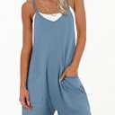 ANRABESS Womens Rompers Summer Casual Loose Sleeveless Overalls Spaghetti Strap Shorts Jumpsuit 2026 Beach Vacation Clothes (Blue, M)