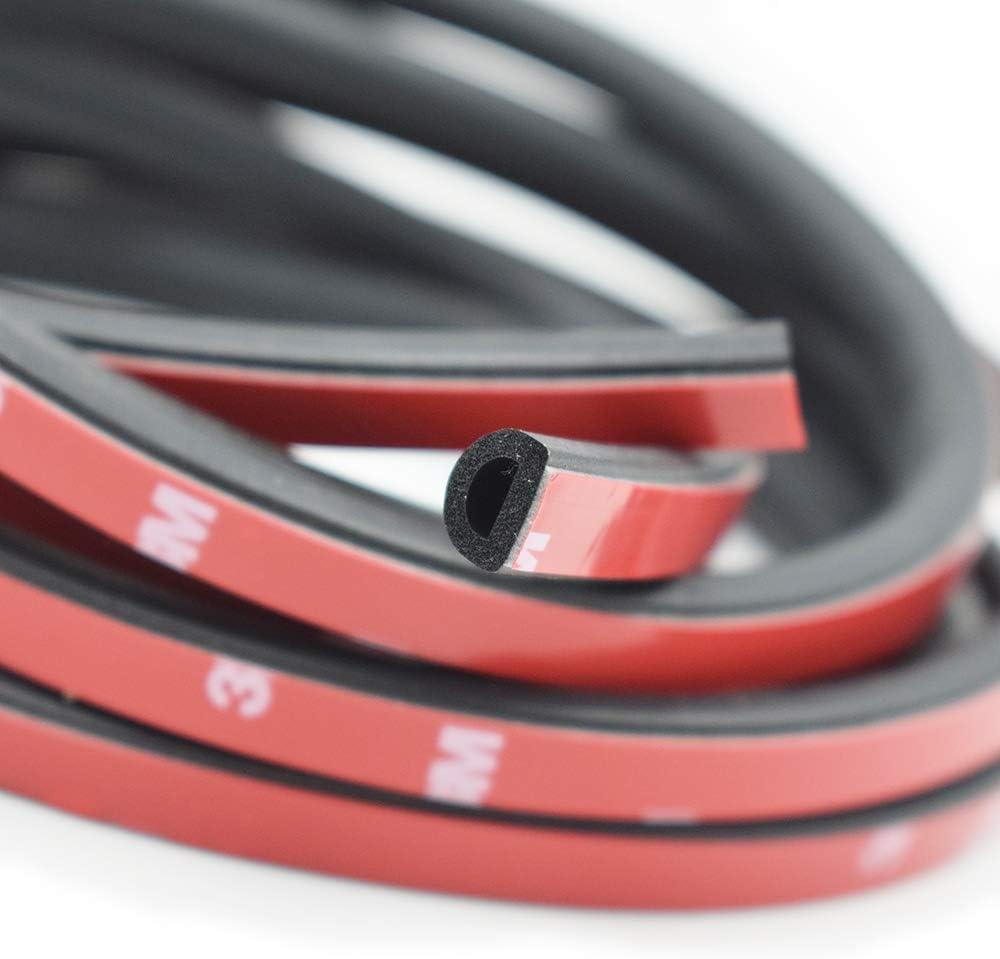Universal Rubber Car Auto Door Seal Weather Stripping, Self-Adhesive Hollow Sealing Strip for Noise Insulation,Adhesive D-Shape Door Seal 0.276" Height X 0.394" Width (33 feet)