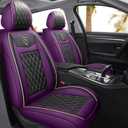 SanQing Car Seat Covers Full Set, Super Luxurious Heavy Universal Duty Waterproof Leather Automotive Vehicle Cover for Cars SUV Pick-up Truck, Non-Slip Seat Purple Car Accessories(Full Set/Purple)