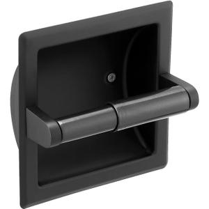 BWE Matte Black Recessed Toilet Paper Holder Toilet Paper Holder Wall Mount Stainless Steel Toilet Paper Roll Holder Bathroom Accessories with Toilet Paper Holder Replacement Rod