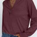 AUTOMET Long Sleeve Shirts Womens Tops Henley Dressy Casual Blouses Fall Outfits 2025 Trendy Loose Fit Comfy Winter Clothes (Red, S)