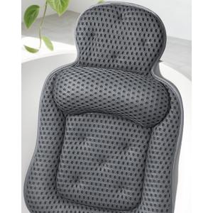 Bath Pillows for Tub, Cozy Bathtub Cushion for Head and Neck with Soft 3D Mesh Fabric and 54 Non-Slip Suction Cups, Relaxing Tub and Shower Accessories Spa Gift Gray Extra Thick