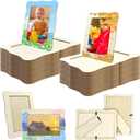 24 Pack DIY Wooden Picture Frames for 4 x 6 in Photos, Wooden Picture Frames for Crafts Unfinished Solid Wood Photo Picture Frame for Crafts, Valentine's Day Gift Father's Day, Mother's Day Decorate(Wave Shape)