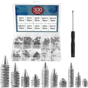 HINZIC 300pcs 10 Sizes Nickel Plated Tip Screws Set Pointed Cross Slot Leather Accessories with Screwdriver for Repair Belt Buckle Wallet Handbag Purse(M2*3-M2*8, M2.5 * 3-M2.5 * 8, M3*4-M3*10)