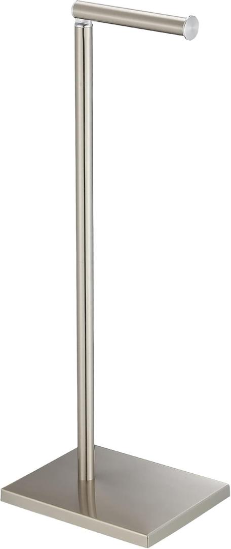 Toilet Paper Holder Stand, Free Standing Toilet Paper Roll Holder with Reserve for Bathroom, Stainless Steel DECLUTTR (Nickel)