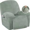 H.VERSAILTEX Recliner Chair Cover Velvet 1-Piece for Large Recliner, Soft Thick Luxury Furniture Protector with Elastic Bottom, Anti-Slip Foams Attached (Sea Grass, Large)