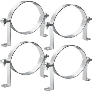 6 Inch B Vent Wall Strap Round Gas Vent Pipe Strap Adjustable Wall Strap Round Gas Vent Pipe Strap for Metal Pipes, Plastic Ventilation Pipes, Chimney Pipes, Drainage Pipes (4 Pcs)