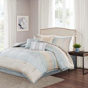 7 Pcs Comforter Set Aqua Cal King