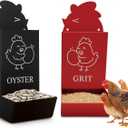 Metal Chicken Feeder, ChickenGrit and Oyster Shell Feeder, Hanging Metal Grit Dispenser for Chickens, Easy-Fill Chicken Coop Feeder, Durable Outdoor Design (red+Black)