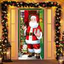 Irenare Christmas Door Cover Decoration Santa Claus Front Door Cover Xmas Hanging Banner Background for Christmas Xmas Holiday Winter Home Indoor Outdoor Decoration Supplies Pack of 2