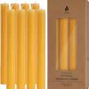 8PCS 9" Hand-Rolled Beeswax Taper Candles, Real Pure Beeswax, Handmade Honeycomb Candles, Flat Top, Brown Raw