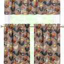 3 Piece Chicken Kitchen Curtains and Valances Set for Windows Rooster Kitchen Window Curtains Over Sink Decor 27.5x36 in