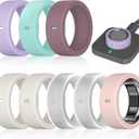 8 Pack Ring Cover Compatible with Oura Ring Gen 4/4 Ceramic, Oura Ring Gen 3 Horizon/Heritage, Support Charging with Cover on, Anti-Scratch Elastic Silicone Ring Protector for Men Women Working Out (2Star+2Clear+Pink+Lightpurple+Green+SmokeViolet)
