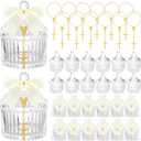 Chuangdi 12 Sets 48 Pcs Baptism Favors for Guests Crystal Candy Bowl Gifts with 12 Pcs Cross Rosary for Baptism Decorations Wedding Baby Shower Supplies First Communion Party(White)