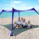 Beach Tent Sun Shelter - 10 x 10 Ft Beach Canopy UPF50+ UV Protection with Sandbags, Poles, Grond Pegs and Anti-Wind Ropes for Camping, Backyard, Picnics and Fishing Sapphire Blue (10x10 FT 4 Pole)