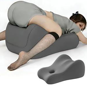 KUYOVORA Memory Foam Wedge Pillow Intimacy Couples Pillow, Pregnant Ergonomic Contoured Position Pillow for Sleeping & Reading, Multi-Functional Bed Pillow Back Support Cushion All Grey