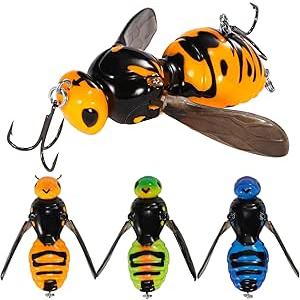 Fishing Lures, 3-Piece Topwater Lures for Bass, Walleye, and Pike, 2025 New Wasp-Style Top Water Crawler for Freshwater & Saltwater Fishing, 2.6in, 15g