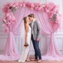 10x10 Pink Tulle Backdrop Curtains for Parties, Sheer Backdrop Curtain Wedding Photo Background Drapes for Baby Shower Photography Birthday Party