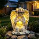 Solar Garden Outdoor Statues Lights, Resin Angel Figurine Light for Patio, Balcony, Yard, Lawn Ornament, Unique Housewarming Gifts and Yard Decor