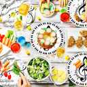 50Pcs Musical Notes Party Supplies Music Paper Plates Tableware Set 9" Music Notes Dinner Plates 7"Music Dessert Plates for Music Themed Karaoke Jazz Party Music Birthday Party Decorations Serve 25