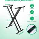 Piano Keyboard Stand Double X Heavy Duty Keyboard Stand with Locking Straps, 7 Adjustable Heights