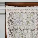 Romantic Floral Tie Up Curtains for Small Window Elegant Lace Balloon Sheer Curtain for Kitchen Bedroom Adjustable Sheer Curtain Valance for Bathroom Rod Pocket, 1 Panel (Beige,W52 L63 inch)