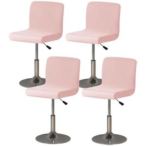 Gollense Bar Stool Covers Set of 4 Stretch Pub Counter Stool Chair Covers with Backs, Washable Square Swivel Barstool Seat Slipcover with Elastic Bottom for Low Short Back Dining Chair (Pink)