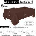 8 Pack Brown Table Cloth 60 x 102 Inch Rectangular Tablecloths for 6 Foot Rectangle Tables, Wrinkle Resistant Brown Tablecloth Washable Polyester Fabric for Buffet Wedding Party Banquet