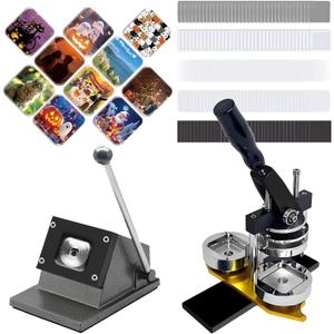 2x2in Square Photo Fridge Magnet Maker Machine, DIY Magnet Button Press Machine+Paper Cutter+100pcs Consumables, Custom Magnet Button & Badges