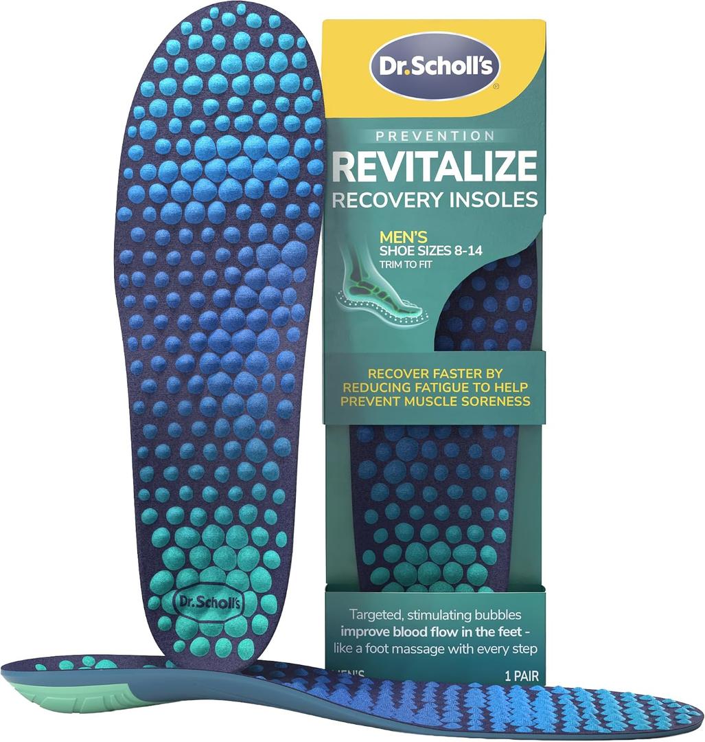 Dr. Scholl's Revitalize Recovery Insole Orthotics, Improve Recovery Faster, Reduce Fatigue, Stress, Soreness, Trim to Fit Inserts for Any Shoes, Athletic, Running, Slippers, Casual, Men 8-14, 1 Pair