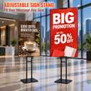 Poster Stand, Adjustable Height Up to 75", Double-Sided Heavy Duty Pedestal Sign Holder, Floor Standing Sign Holder Banner Stand with Shock-absorbing Base for Display, for Board and Foam, Black
