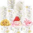 120Pcs Winter Snack Cups 12 Oz Gold Silver Snowflake Ice Cream Cups Christmas Dessert Disposable Soup Bowls Winter Paper Cup Container for Hot or Cold Food Candies Holiday Snowflake Party Decorations