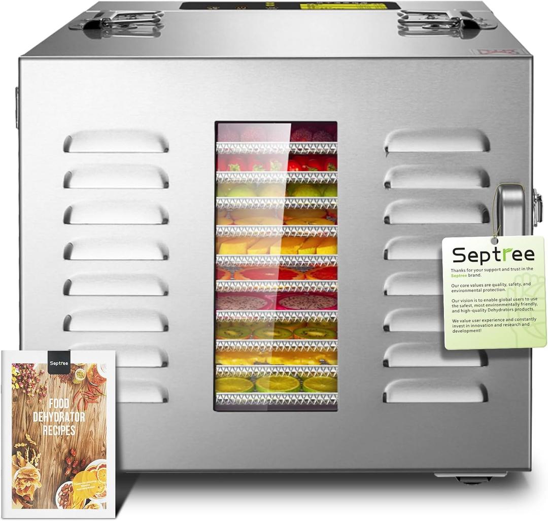Commercial 10 Trays food dehydrator machine for jerky and herbs, Usable Area up to 17ft and 195 Temperature, 1000W Detachable Stainless Steel Dryer,for Meat, Fruit, mushrooms,beef,Pet Food