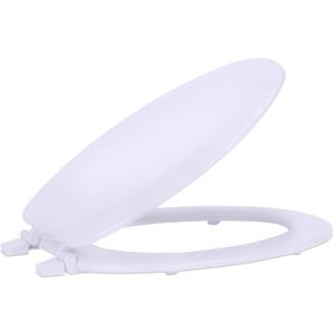 Elongated Wood Toilet Seat, White - 19 Inch - Fits All Elongated Size Fixtures - Easy to Install Fantasia by Achim Home Decor
