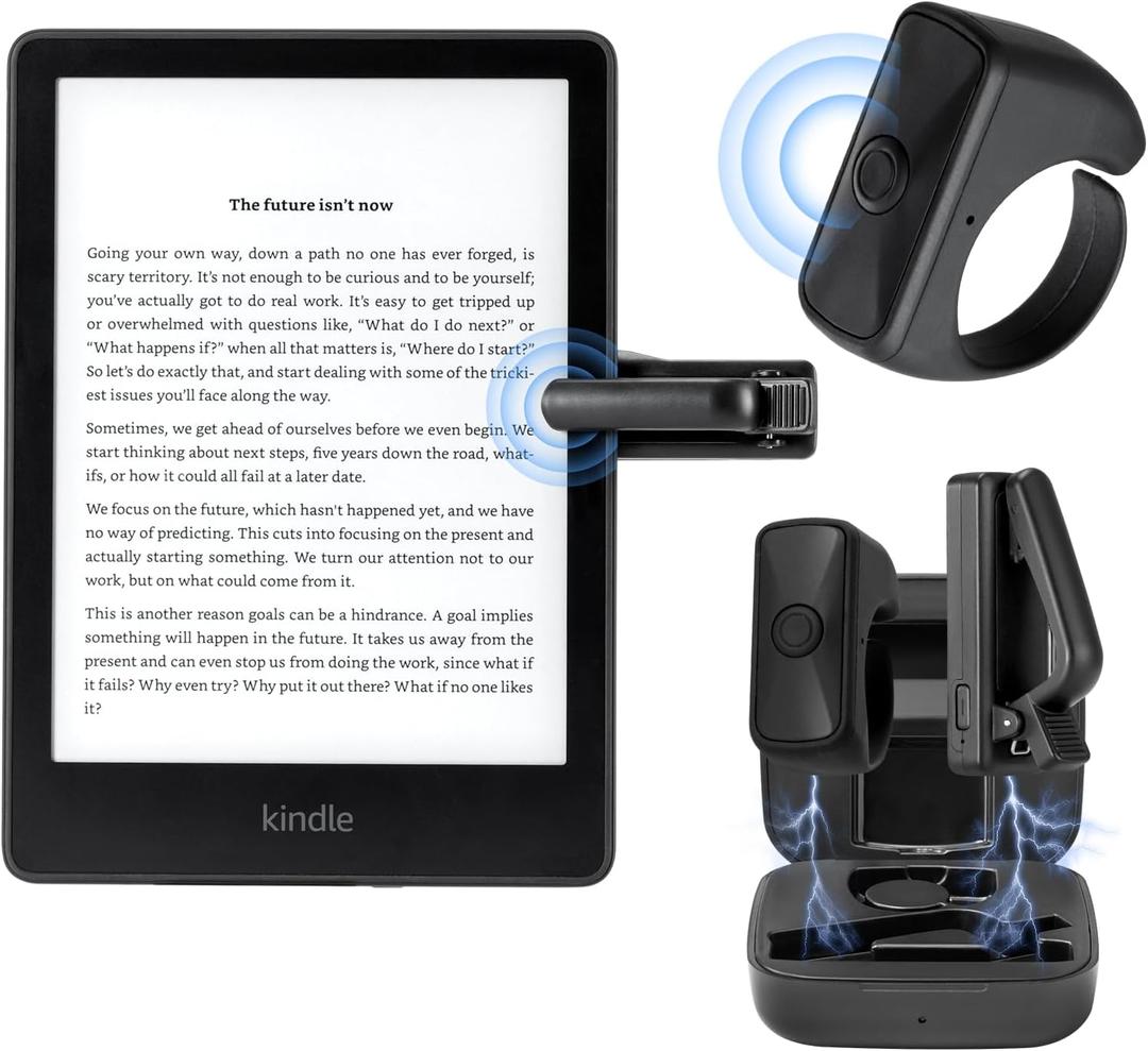 CoBak Remote Control Page Turner for Kindle Paperwhite Ipad Oasis Kobo eReaders, Camera Camcorder Remote Controls, Long-Lasting Page Turner Clicker for Tablets Reading Novels with Charging Case, Black