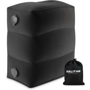 Maliton Inflatable Travel Foot Rest Pillow, Toddler Airplane Bed, Car Seat Foot Rest for Kids, Adjustable Height Leg Rest Pillow for Airplane, Home, Office (Black, 1 Pack)
