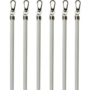 Generic White Aluminum Drapery Curtain Wand Pull Rod w/Swivel Snap & Handle White (6 Pack - 24""), Silver