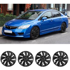 DREAMIZER Hubcaps Wheel Covers 15 inch Hubcaps Set of 4 Black Universal Wheel Rim Cover Replacement R15 Hub Cap Compatible with Toyota Honda Volkswagen Chevy Chevrolet Mazda Dodge Ford and Most Cars