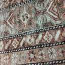 Boho Area Rug 8x10 - Vintage, Non Slip, Washable, Durable, Low Pile Rug for Living Room, Bedroom, Dining Room, Oriental Soft Distressed Printed Carpet, Burgundy