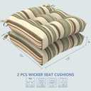 LVTXIII Outdoor Wicker Chair Cushions, 19"x19"x4" Patio Chair Cushions with Ties, Water Repellent Thick Tufted Seat Cushions for Patio Furniture, Set of 2, Stripe Onyx