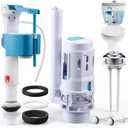 Ganeen 3 Inch Dual Flush Valve Replacement Universal Toilet Tank Replacement Kit with Top Push Button Toilet Fill Valve Bowl Gasket Plastic Bolts Inside Tank Parts Flusher Repair for Easy to Install