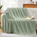 TREELY 100% Cotton Knitted Throw Blanket Couch Cover Blanket(31 x 40 Inches, Light Sage Green)