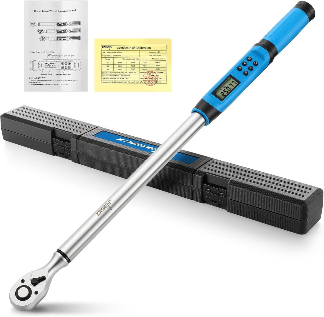DISEN 1/2" Digital Torque Wrench 17-340Nm 4 Mode Alert 5 Unit ±2% Accuracy