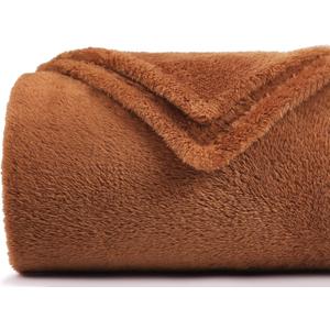 Plush Fleece Throw Blanket for Couch and Bed, Fluffy Fuzzy Cozy Soft Blankets All Season Use (50x60 Inches,Burnt Orange)